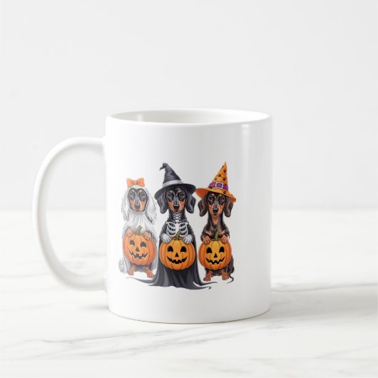 Funny Dackel Halloween Pumpkin Würstchen Dog Skele Kaffeetasse (Links)