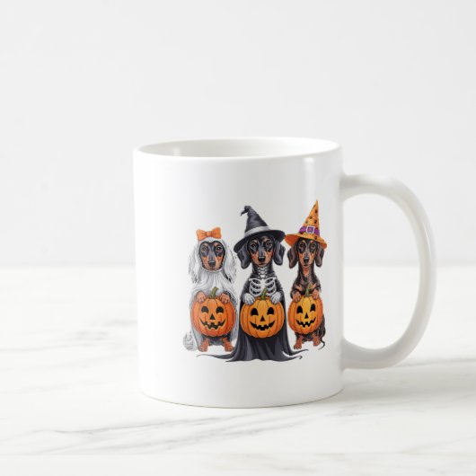 Funny Dackel Halloween Pumpkin Würstchen Dog Skele Kaffeetasse (Rechts)