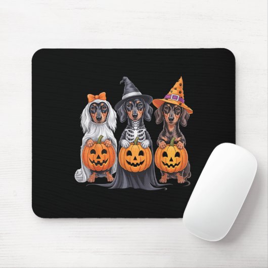 Funny Dackel Halloween Pumpkin Würstchen Dog Skele Mousepad (Mit Mouse)