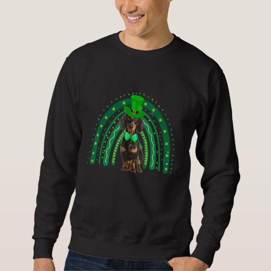 Funny Dackel Hund Green Rainbow Happy St Patrick Sweatshirt (Vorderseite)