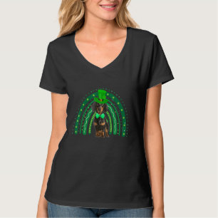 Funny Dackel Hund Green Rainbow Happy St Patrick T-Shirt