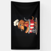 Funny Dackel Hund Hotdog Sandwich Würstchen Wurst Banner (Vertikal)