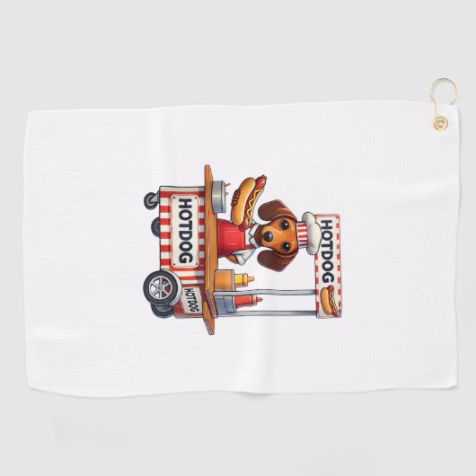 Funny Dackel Hund Hotdog Sandwich Würstchen Wurst Golfhandtuch (Horizontal)