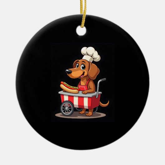 Funny Dackel Hund Hotdog Sandwich Würstchen Wurst Keramik Ornament (Vorne)