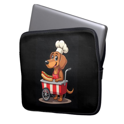 Funny Dackel Hund Hotdog Sandwich Würstchen Wurst Laptopschutzhülle (Vorderseite Links)