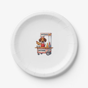 Funny Dackel Hund Hotdog Sandwich Würstchen Wurst Pappteller