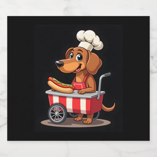 Funny Dackel Hund Hotdog Sandwich Würstchen Wurst Schaumweinetikett (Einzelnes Label)