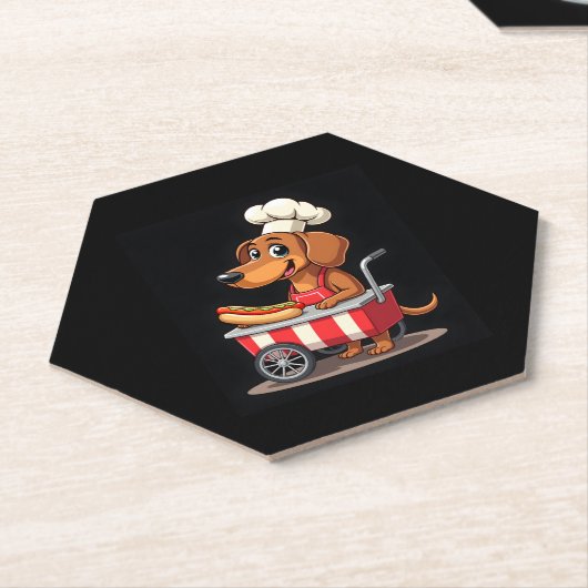 Funny Dackel Hund Hotdog Sandwich Würstchen Wurst Untersetzer (angewinkelt)