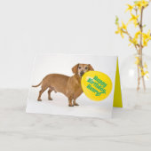 Funny Dackel Hund mit Custom Geburtstagsballon Karte (Gelbe Blume)