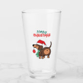Funny Dackel Hund Niedlich Frohe Weihnachten Glas (Vorderseite)