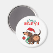 Funny Dackel Hund Niedlich Frohe Weihnachten Magnet (Vorderseite/Rückseite)