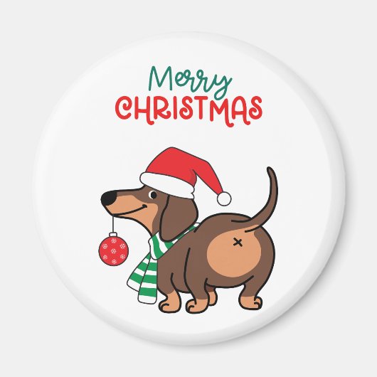 Funny Dackel Hund Niedlich Frohe Weihnachten Magnet (Vorne)