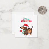 Funny Dackel Hund Niedlich Frohe Weihnachten Mitteilungskarte (Vorderseite/Rückseite Beispiel)