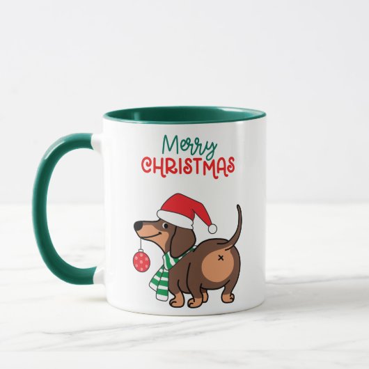 Funny Dackel Hund Niedlich Frohe Weihnachten Tasse (Links)