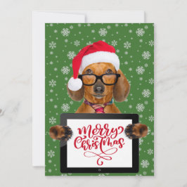 Funny Dackel Hund Pet Brille Tablette Merry Xmas Feiertagskarte