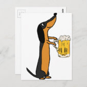 Funny Dackel Hund trinken Bier Cartoon Postkarte (Vorne/Hinten)