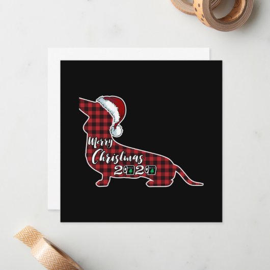 Funny Dackel Hund Weihnachten Mitteilungskarte (Vorderseite/Rückseite Beispiel)