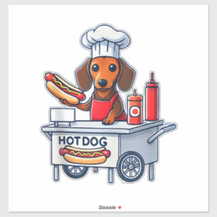 Funny Dackel Hund Würstchen Wurst Hotdog Sandwich Aufkleber