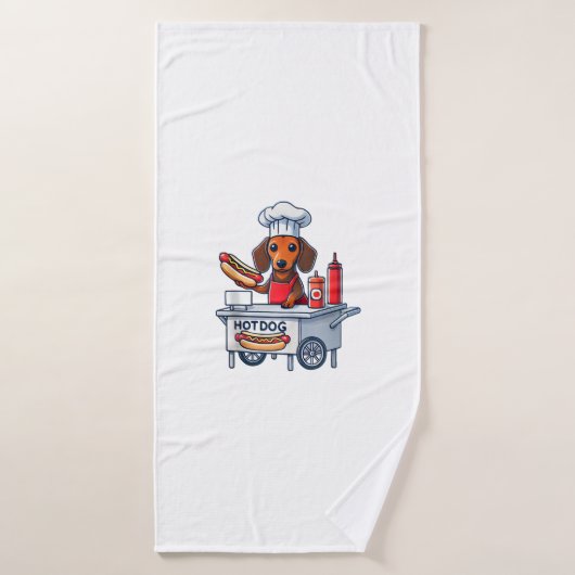 Funny Dackel Hund Würstchen Wurst Hotdog Sandwich Badehandtuch (Badehandtuch)