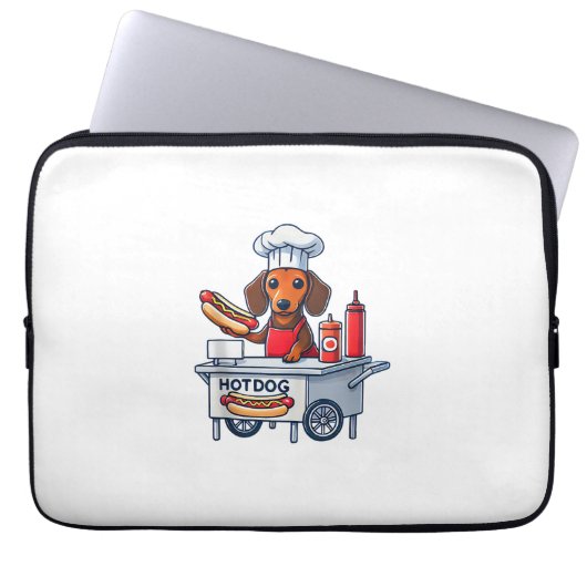 Funny Dackel Hund Würstchen Wurst Hotdog Sandwich Laptopschutzhülle (Vorderseite)
