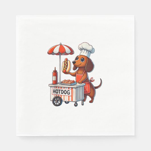 Funny Dackel Hund Würstchen Wurst Hotdog Sandwich Serviette (Vorderseite)
