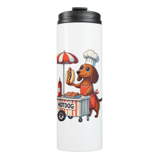 Funny Dackel Hund Würstchen Wurst Hotdog Sandwich Thermosbecher (Vorderseite)