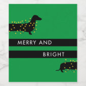Funny Dackel mit Weihnachtsbeleuchtung Urlaub Weinetikett (Einzelnes Label)