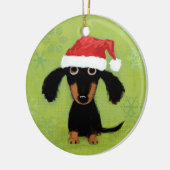 Funny Dackel Santa Clause Dackel Hund Weihnachten Keramik Ornament (Links)