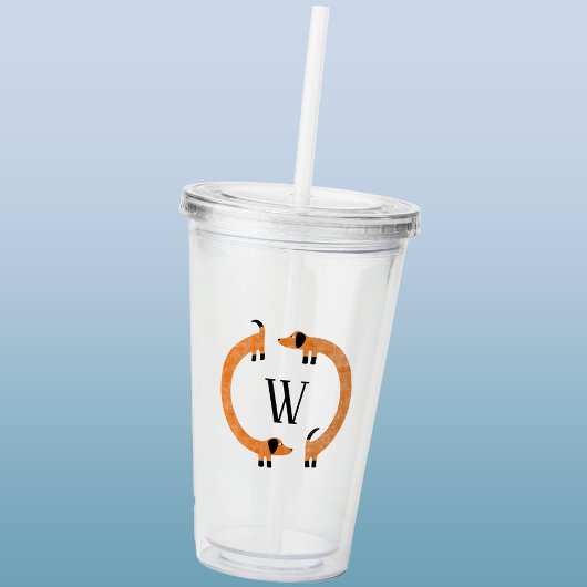 Funny Dackel Sausage Dog Monogramm Acryltrinkbecher