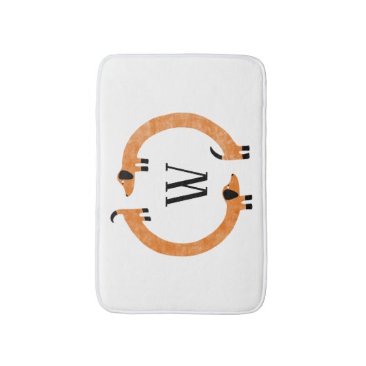 Funny Dackel Sausage Dog Monogramm Badematte (Vorderseite Vertikal)