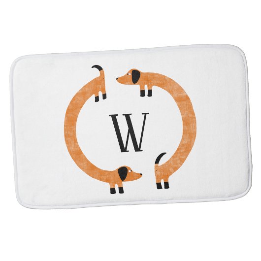 Funny Dackel Sausage Dog Monogramm Badematte