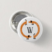 Funny Dackel Sausage Dog Monogramm Button (Vorne & Hinten)