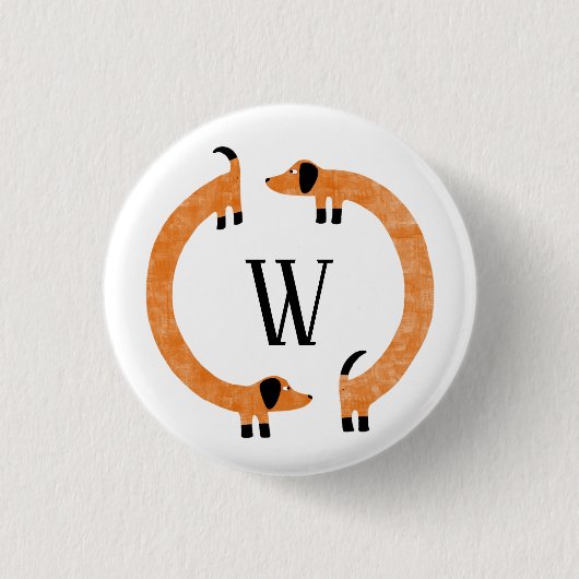 Funny Dackel Sausage Dog Monogramm Button (Vorderseite)