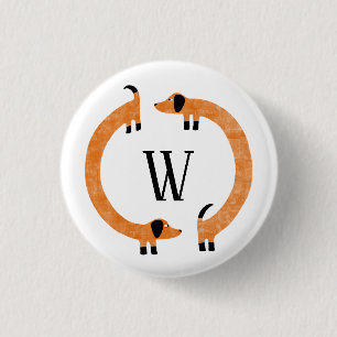 Funny Dackel Sausage Dog Monogramm Button