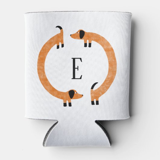 Funny Dackel Sausage Dog Monogramm Dosenkühler (Vorderseite)