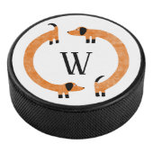 Funny Dackel Sausage Dog Monogramm Eishockey Puck (3/4)