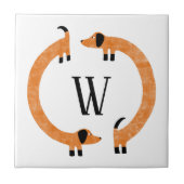Funny Dackel Sausage Dog Monogramm Fliese (Vorderseite)