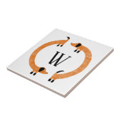 Funny Dackel Sausage Dog Monogramm Fliese (Seite)