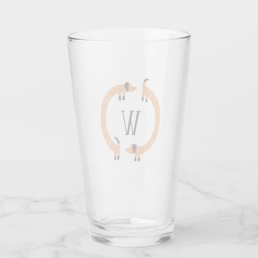 Funny Dackel Sausage Dog Monogramm Glas (Rückseite)