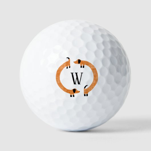 Funny Dackel Sausage Dog Monogramm Golfball (Vorderseite)