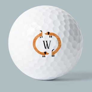 Funny Dackel Sausage Dog Monogramm Golfball