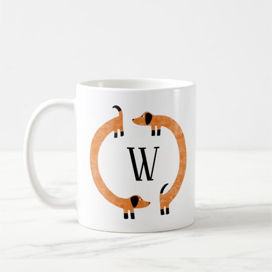 Funny Dackel Sausage Dog Monogramm Kaffeetasse (Links)