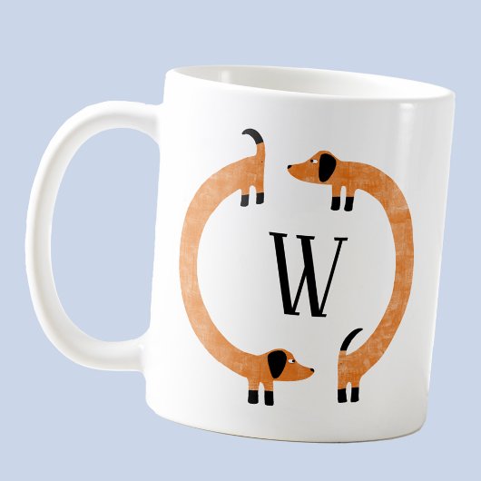 Funny Dackel Sausage Dog Monogramm Kaffeetasse