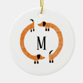 Funny Dackel Sausage Dog Monogramm Keramik Ornament (Vorne)