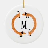 Funny Dackel Sausage Dog Monogramm Keramik Ornament (Hinten)
