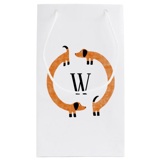 Funny Dackel Sausage Dog Monogramm Kleine Geschenktüte (Rückseite)