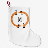 Funny Dackel Sausage Dog Monogramm Kleiner Weihnachtsstrumpf (Vorderseite)