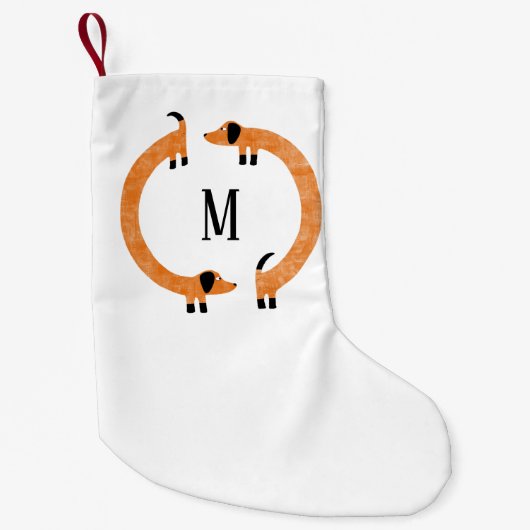 Funny Dackel Sausage Dog Monogramm Kleiner Weihnachtsstrumpf (Vorderseite)