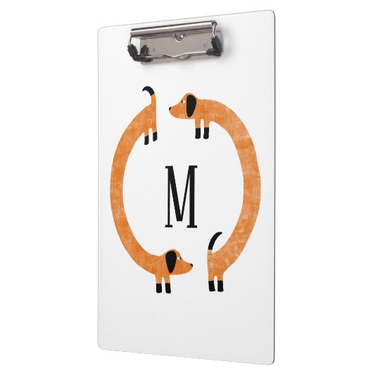 Funny Dackel Sausage Dog Monogramm Klemmbrett (Links)