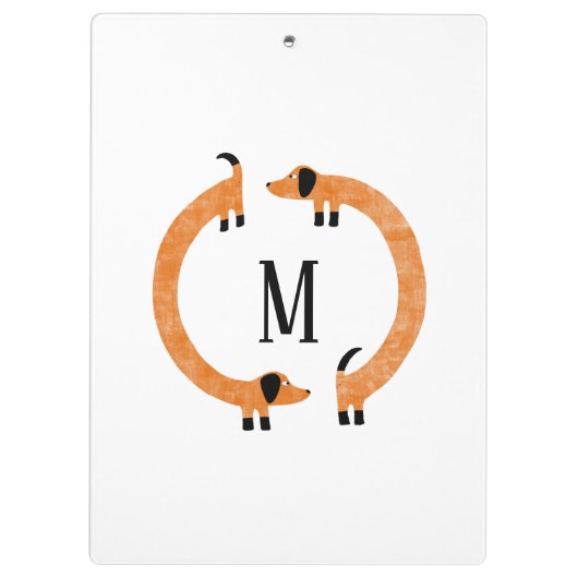 Funny Dackel Sausage Dog Monogramm Klemmbrett (Rückseite)